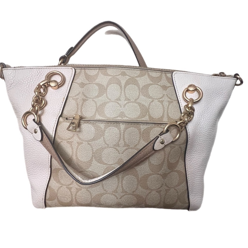 Coach Beige Signature Tote Bag with long strap